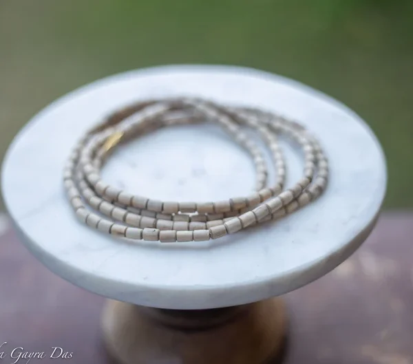 Natural Kanthimala Tulasi Handmade 3 rows, necklace - hare krishna kanthi mala, jay Tulasi Maharani