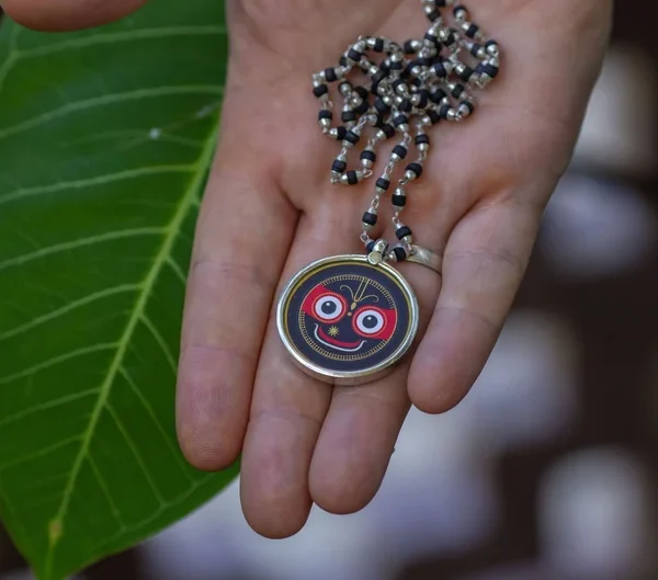 Lord Jagannath   Silver Pendant   with Tulasi Kanthimala Krishna   Handmade  with Amazing Pendant Radha Krishna necklace - hare krishna