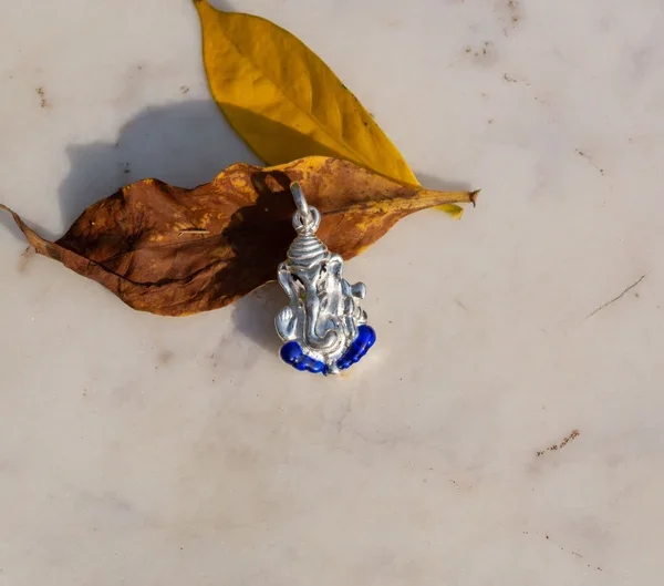 Ganesha  silver pendant .  Handmade tulsi  necklace - hare krishna kanthi mala, , Krishna Style, Holy name