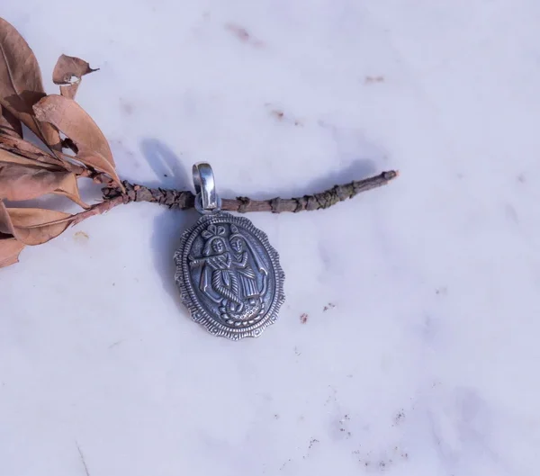 Radha Krishna silver Pendant   Handmade , Hare Krishna, Krishna Style, kanthimala, Tulasi pandent