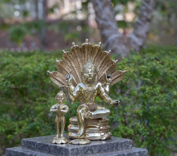 Prahlad Narasimhadev murti with Ananta Shesha 6.3 Inches ,deity Nrisimhadev ,Hare Krishna, Spiritual things, Holy things.