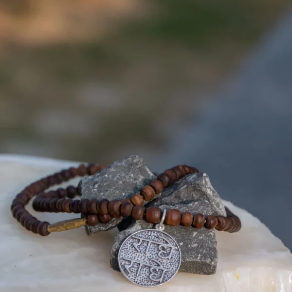 Tulasi Kanthimala with Shri Radhe Silver pendant Handmade tulsi, necklace - hare krishna kanthi mala, jay Shri Radhe Mala