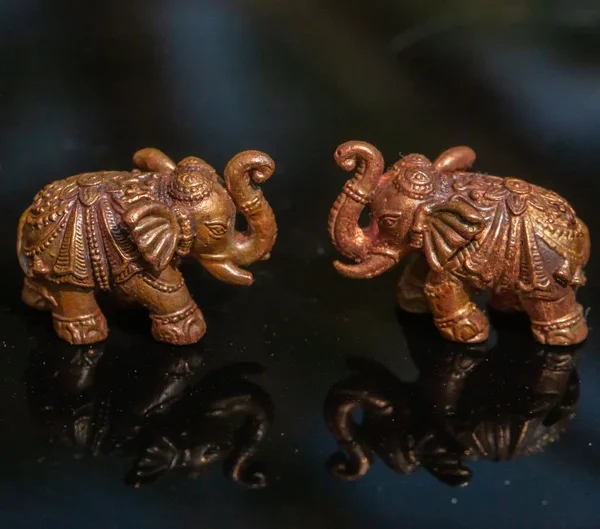 Copper 1 inches pair Elephant figurines, for altar decoration, handmade, small elephants from Brass Hare Krishna, Krishna Style,