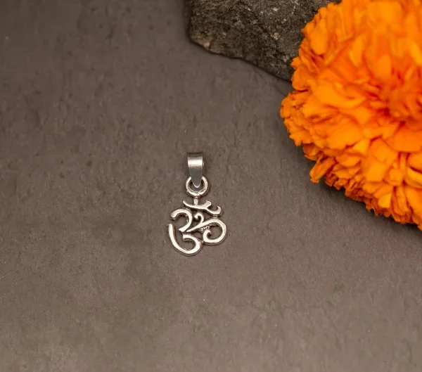 Small Om silver pendant . Handmade - hare krishna , , Krishna Style, Holy name