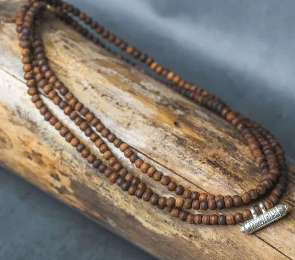 Black Tulasi 3 rows Silver Kavacha from Nrisimhadev, Handmade tulsi necklace - hare krishna kanthi mala, 3 round, Krishna Style, Holy name