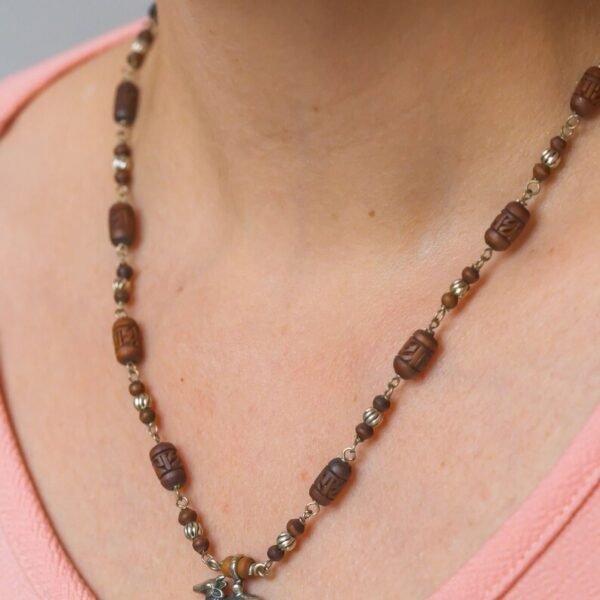 Cow/ Surabhi silver Kanthimala Handmade tulsi necklace and earring - hare krishna kanthi mala, jay Shri radhe Mala,beads mala,
