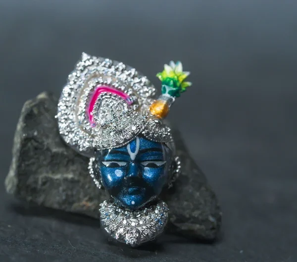 Krishna silver pendant with Moissanite stones. Handmade tulsi necklace -hare krishna kanthi mala, , Krishna Style, Holy name