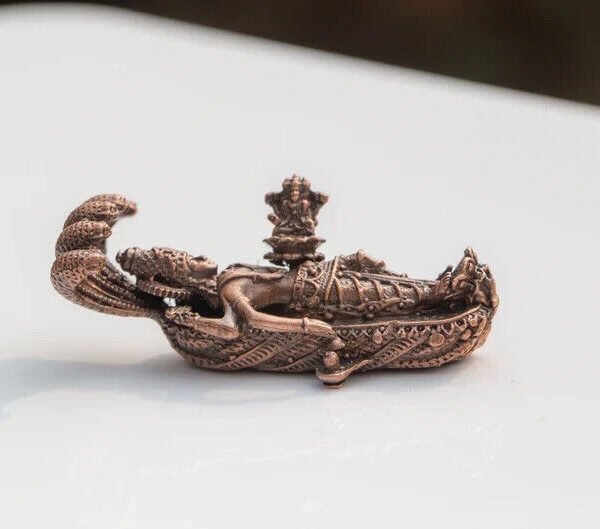Lord Vishnu on the Ananta Shesha and Brahma on The Lotus , Handmade Copper Idol,Home Temple,I Nice Gift ,Hare Krishna, Spiritual things