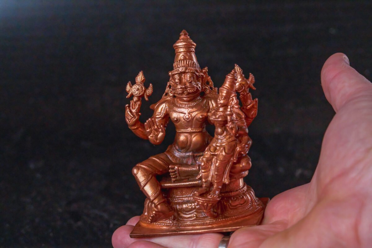 Copper Laxmi Narasimhadev murti 4 Inches.deity Nrisimhadev ,Hare Krishna, Spiritual things, Holy things .copper