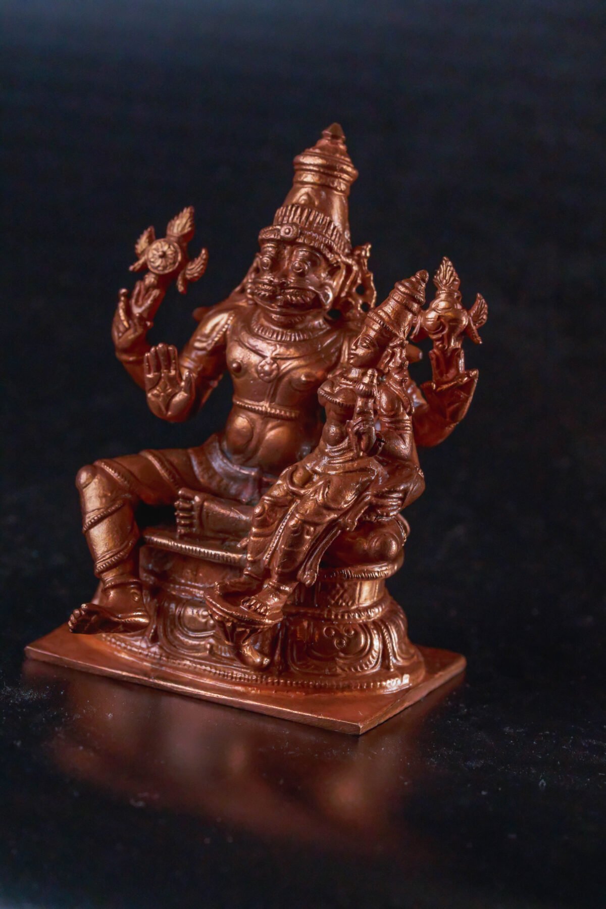 Copper Laxmi Narasimhadev murti 4 Inches.deity Nrisimhadev ,Hare Krishna, Spiritual things, Holy things .copper