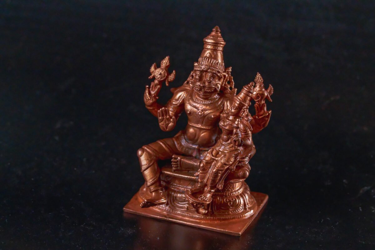 Copper Laxmi Narasimhadev murti 4 Inches.deity Nrisimhadev ,Hare Krishna, Spiritual things, Holy things .copper