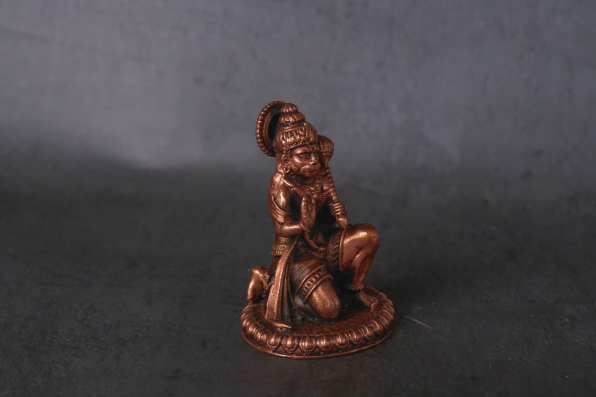 3 inches, Handmade Copper Hanuman Idol ,deity Rama Lila ,Hare Krishna, Spiritual things, Holy things .copper