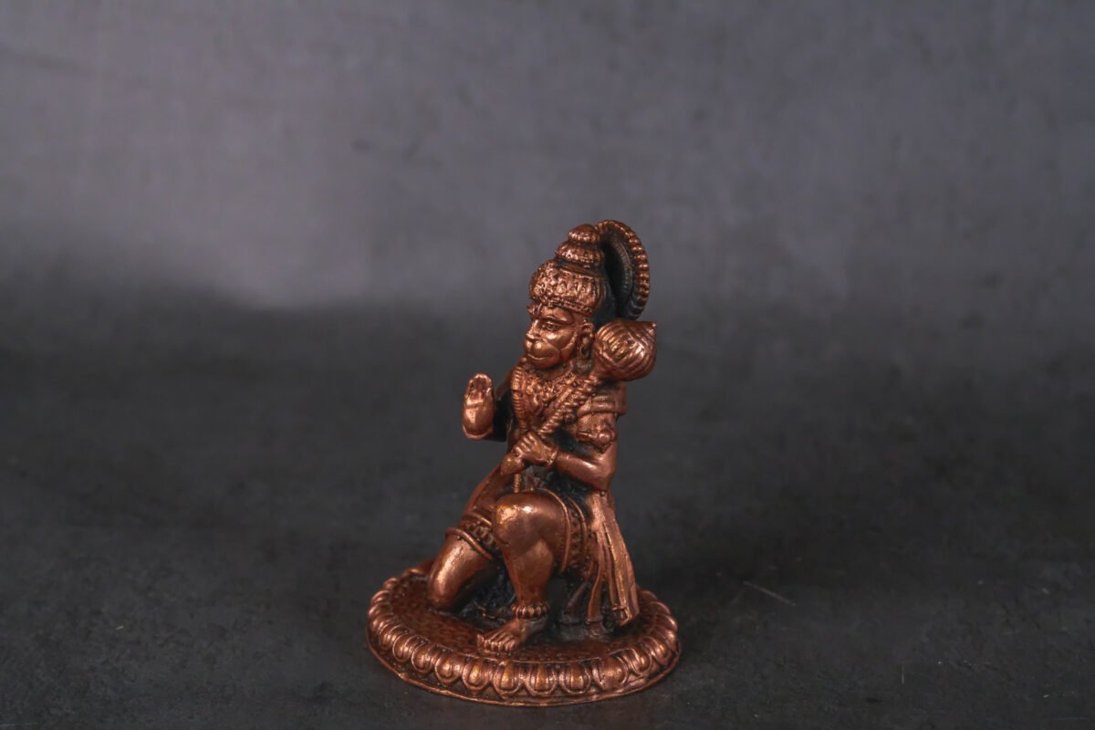 3 inches, Handmade Copper Hanuman Idol ,deity Rama Lila ,Hare Krishna, Spiritual things, Holy things .copper