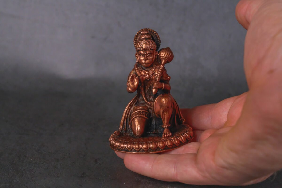 3 inches, Handmade Copper Hanuman Idol ,deity Rama Lila ,Hare Krishna, Spiritual things, Holy things .copper