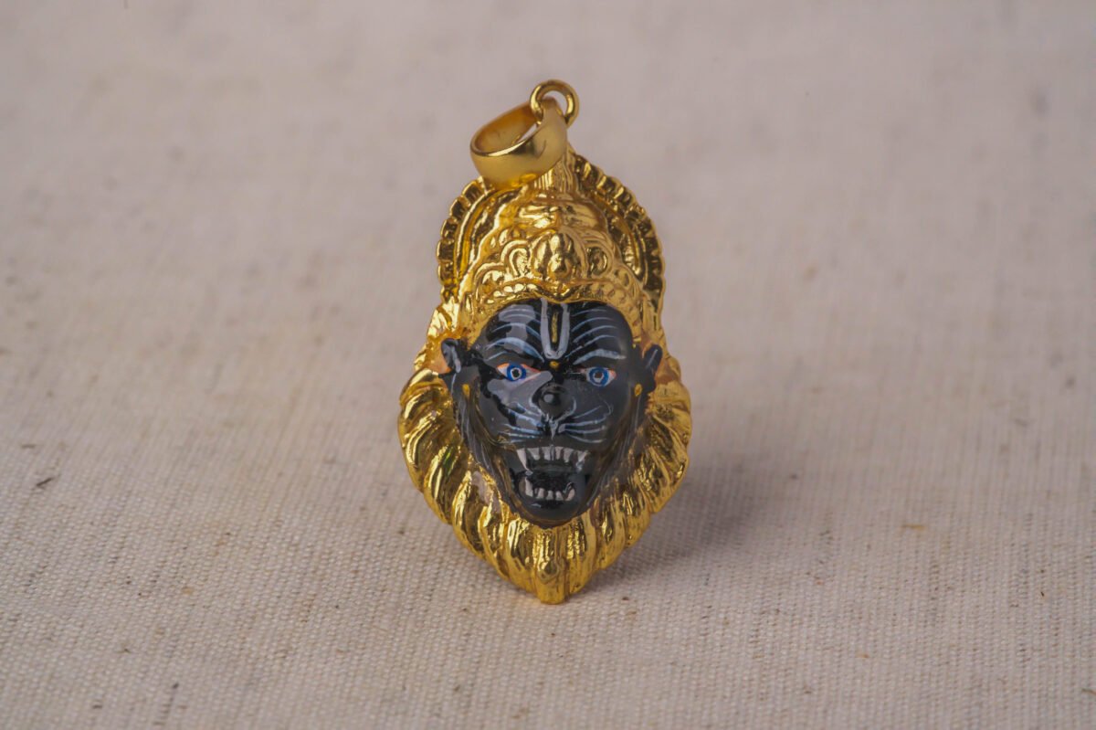 Ugra Narasimhadev Silver Pendant With Gold Plated Enamel Mayapur Unique Jewelry