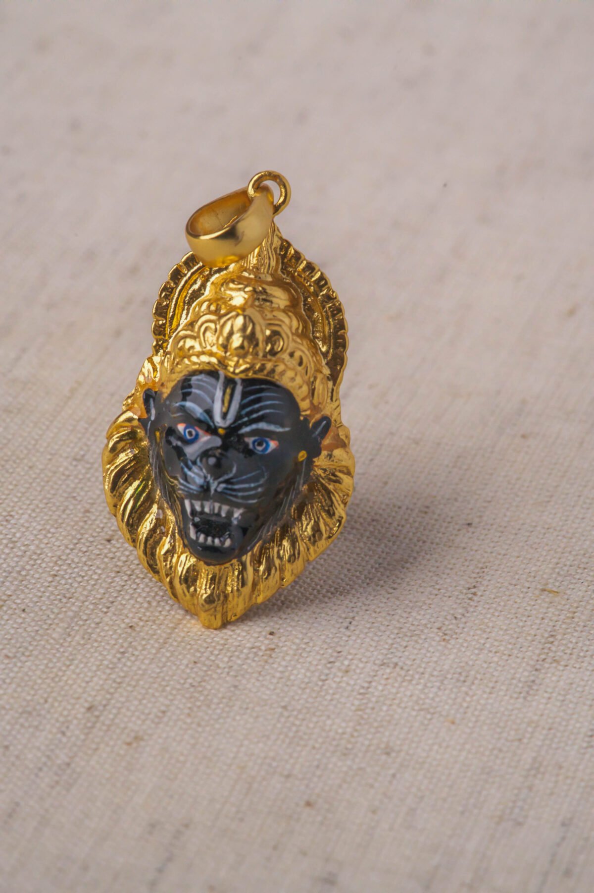 Ugra Narasimhadev Silver Pendant With Gold Plated Enamel Mayapur Unique Jewelry