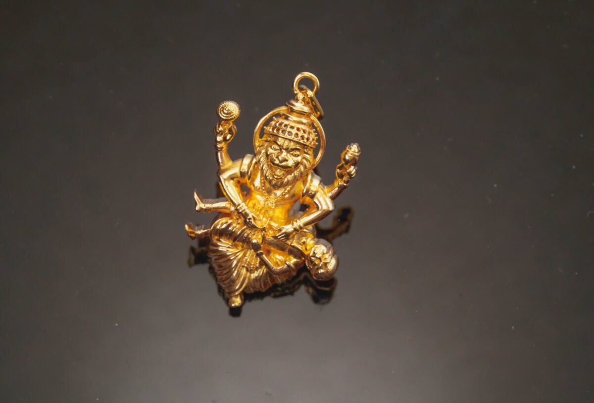 Gold Nrisimhadev pendant 14 karat 585 from Mayapur Ugra Narasimhadev Pure Gold