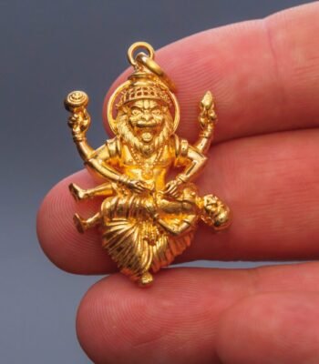 Gold Nrisimhadev pendant 14 karat 585 from Mayapur Ugra Narasimhadev Pure Gold