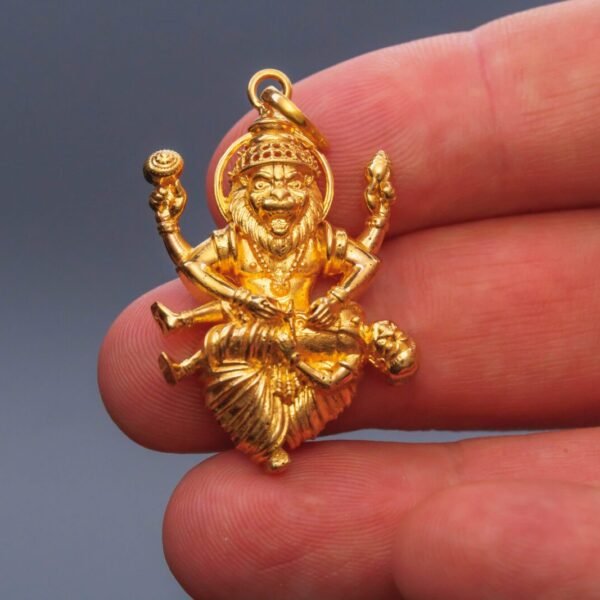 Gold Nrisimhadev pendant 14 karat 585 from Mayapur Ugra Narasimhadev Pure Gold