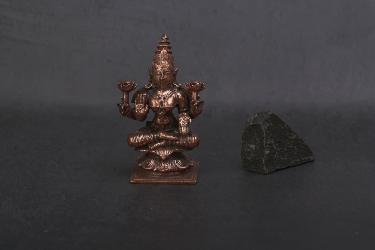 Copper Idols India, 3.6inches, Handmade Mahalakshmi Idol with, 300Grams