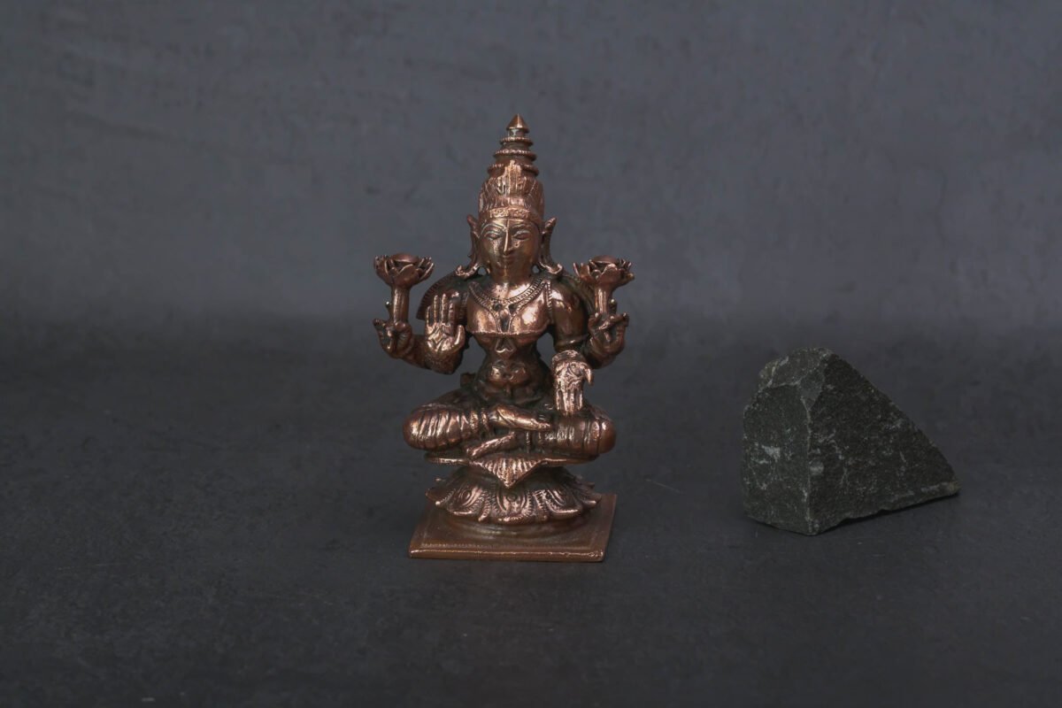 Copper Idols India, 3.6inches, Handmade Mahalakshmi Idol with, 300Grams