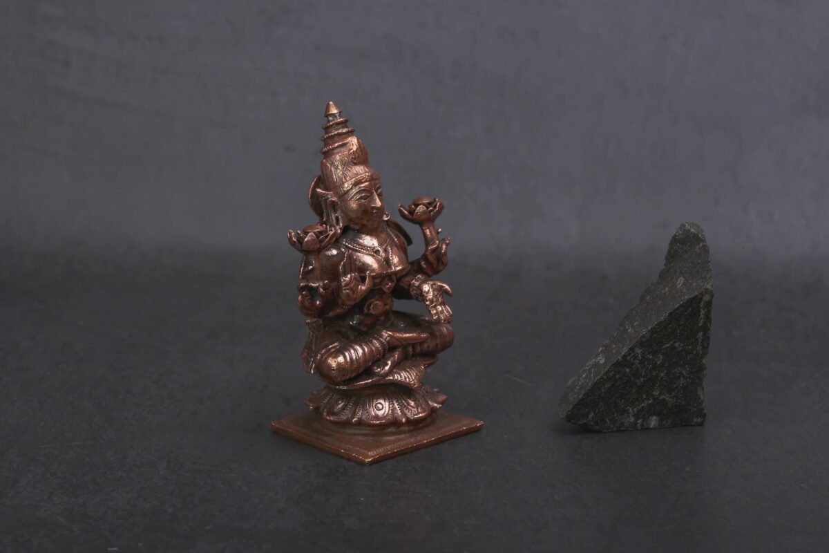 Copper Idols India, 3.6inches, Handmade Mahalakshmi Idol with, 300Grams