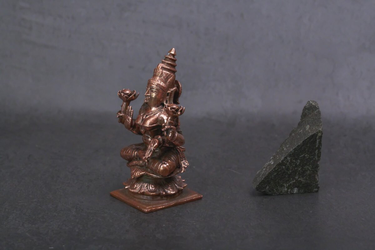 Copper Idols India, 3.6inches, Handmade Mahalakshmi Idol with, 300Grams