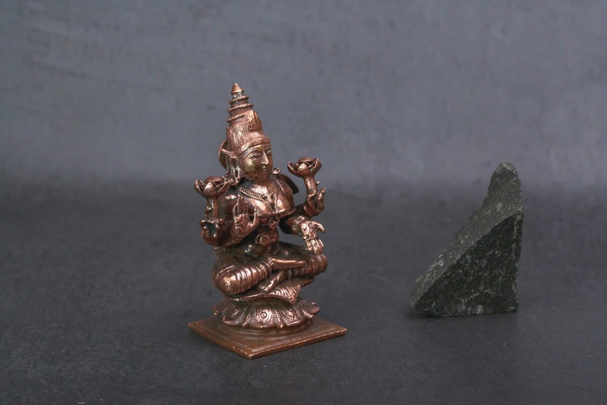 Copper Idols India, 3.6inches, Handmade Mahalakshmi Idol with, 300Grams