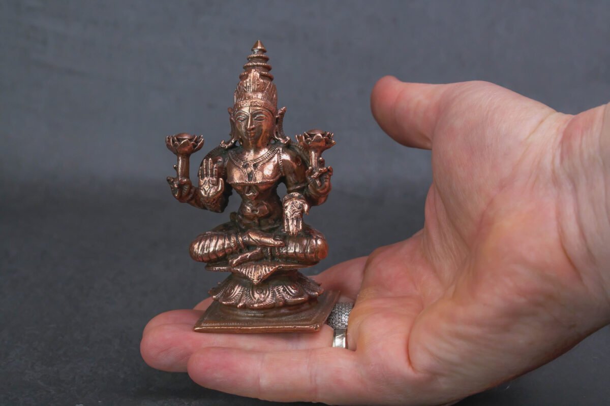 Copper Idols India, 3.6inches, Handmade Mahalakshmi Idol with, 300Grams