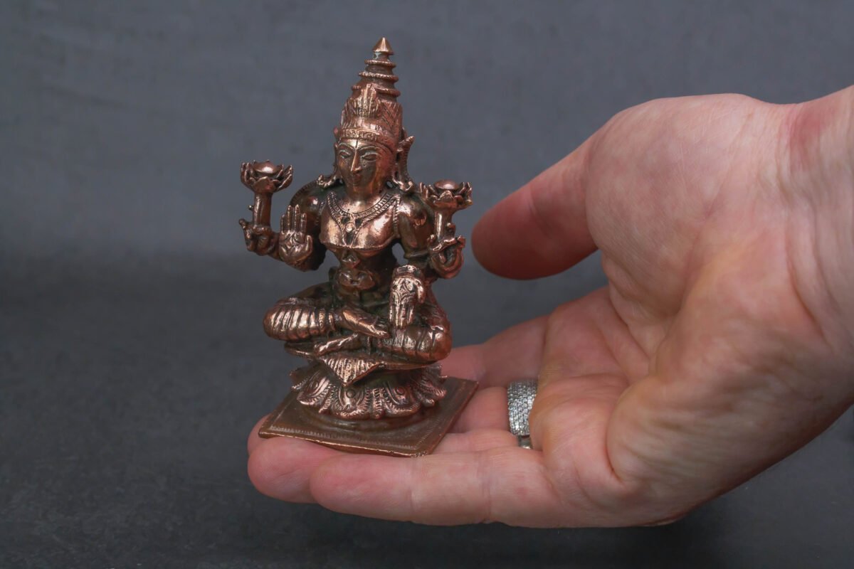 Copper Idols India, 3.6inches, Handmade Mahalakshmi Idol with, 300Grams