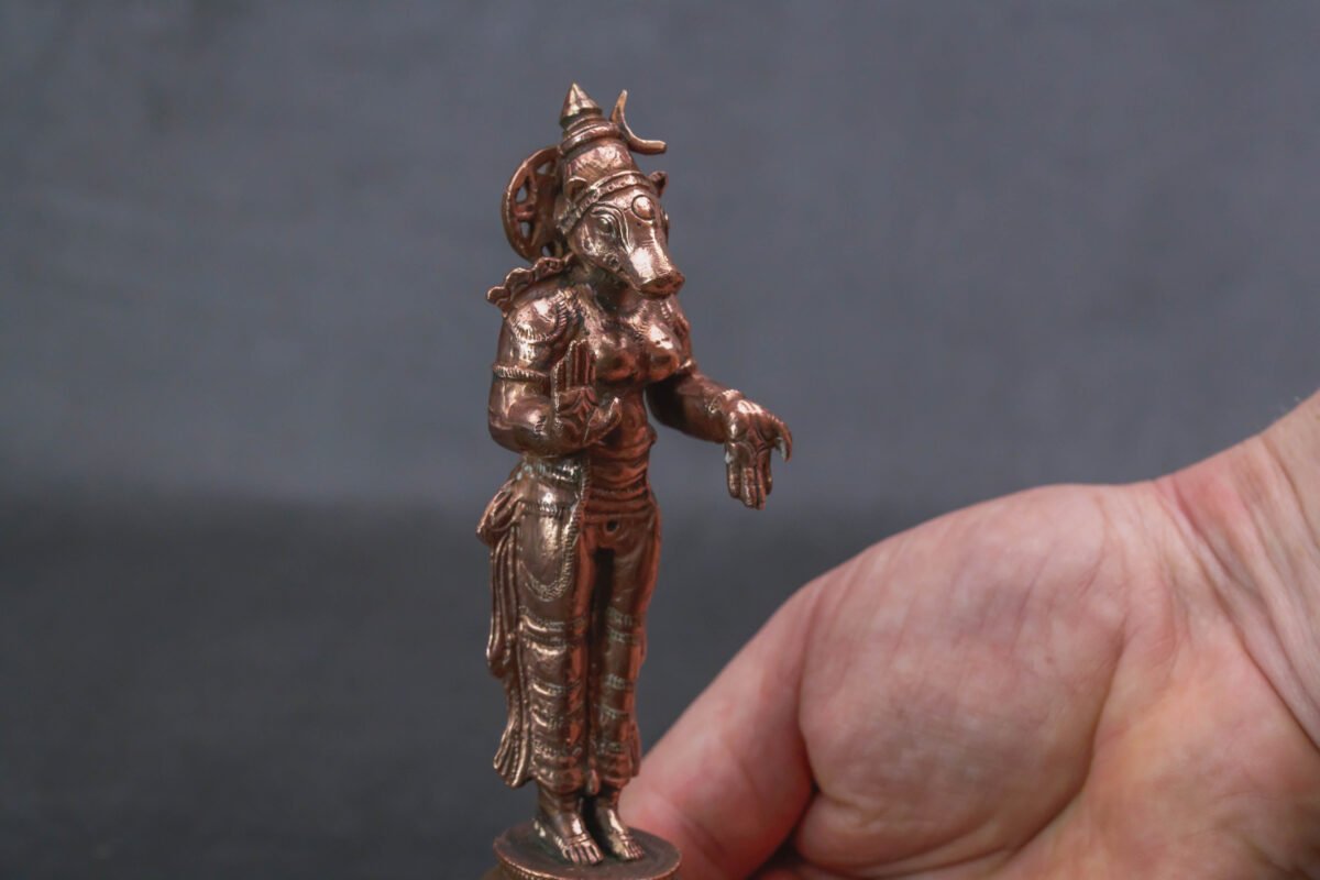 Exploring the Exquisite Varaha Dev 4.8 Inches: Handmade Standing Goddess Varahi, 380 Gram