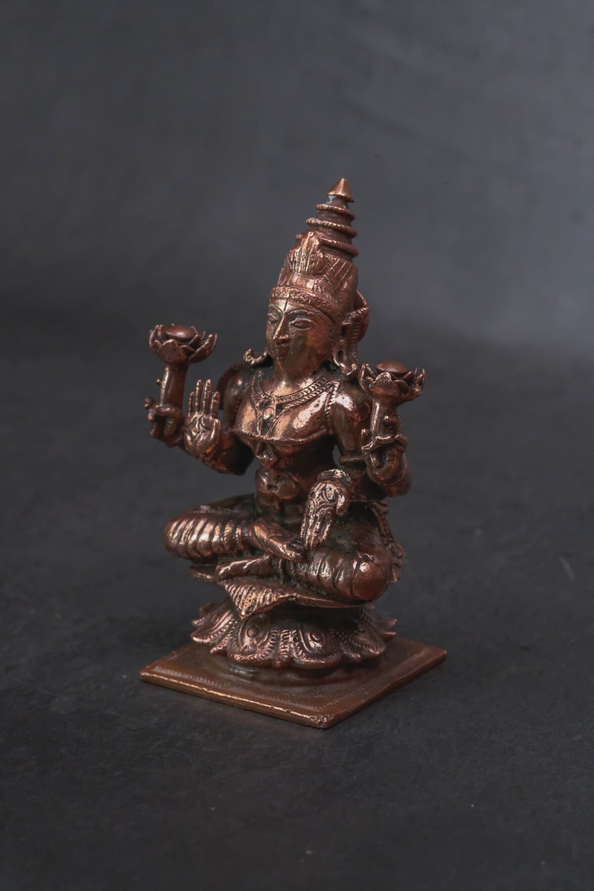 Copper Idols India, 3.6inches, Handmade Mahalakshmi Idol with, 300Grams