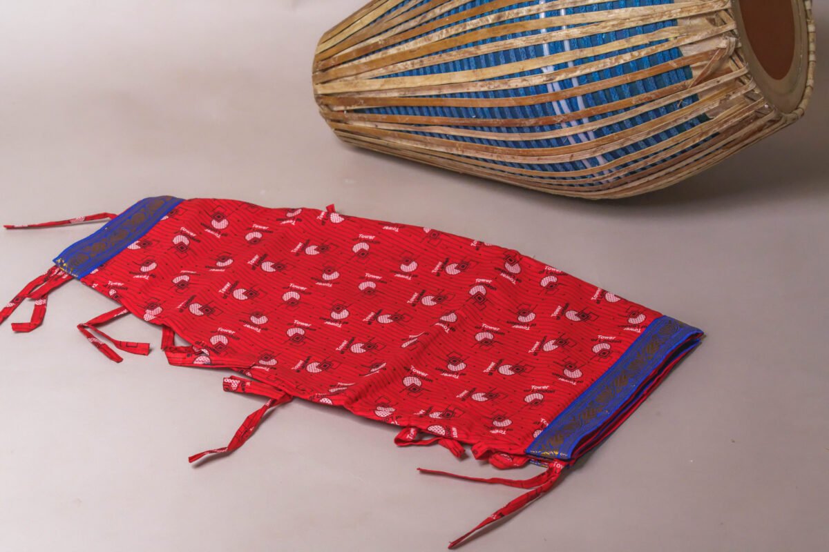 Red  Mridanga cover accessory for protecting your drum.