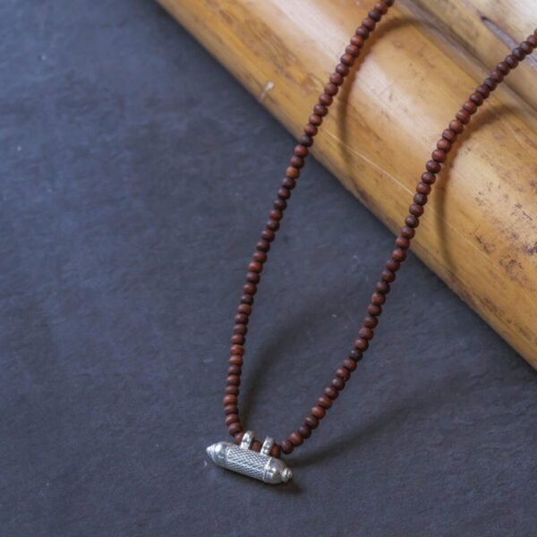 Silver kavacha with Tulasi mala  beads. stylish, elegant Kanthimala