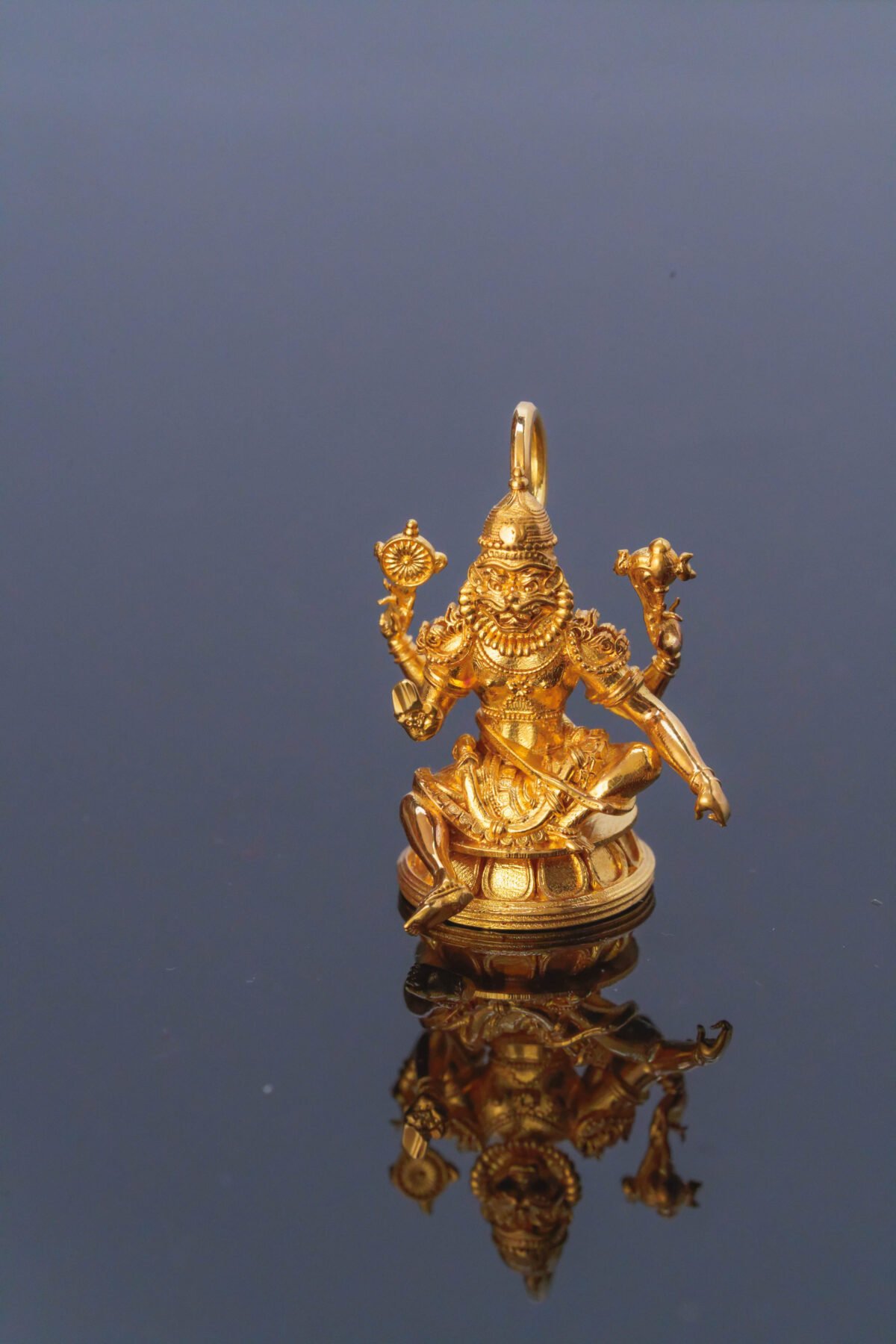 Gold Nrisimhadev pendant 14 karat 585 from Mayapur Ugra Narasimhadev Pure Gold