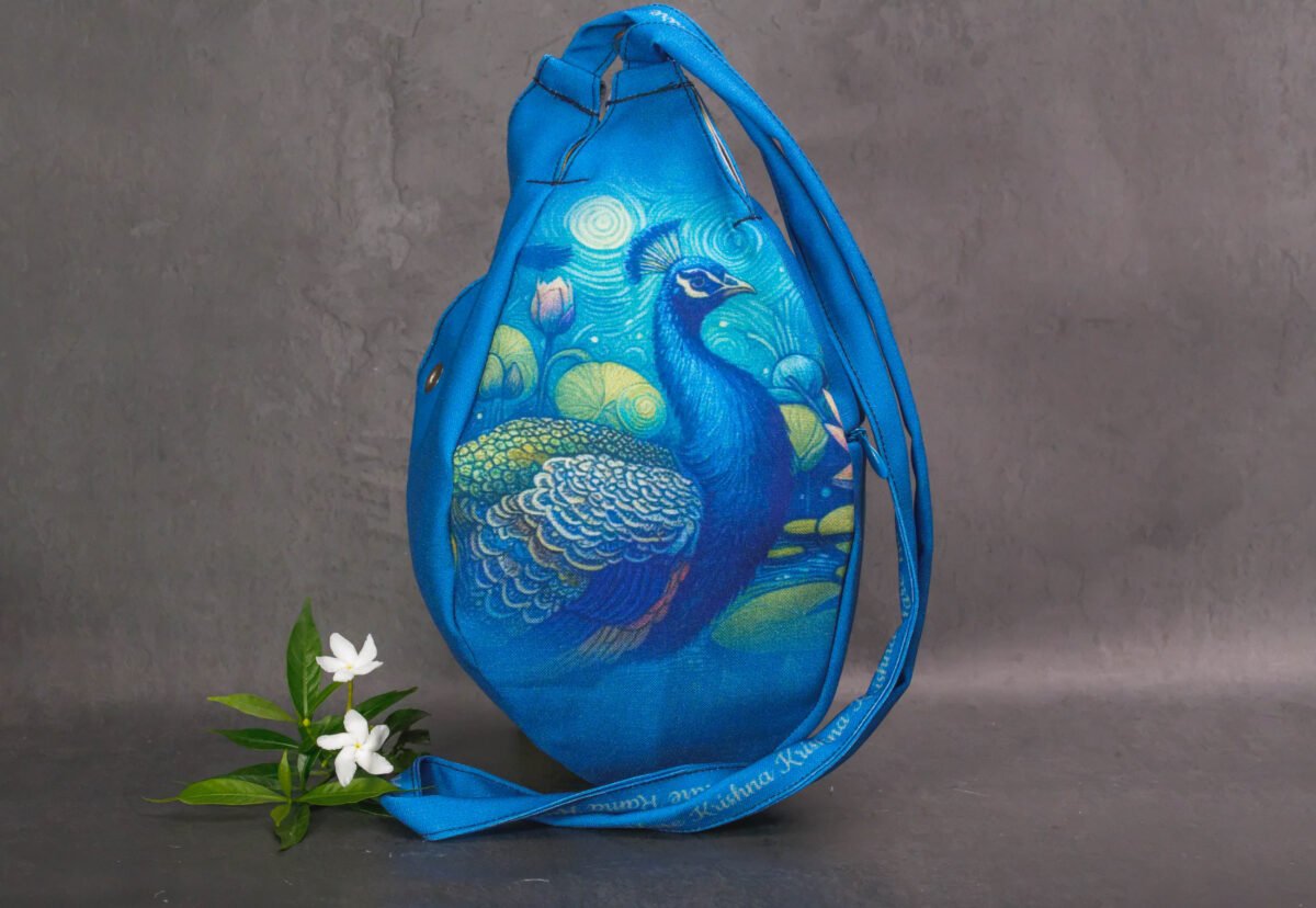 Peacock with Flower  Prayer bag, Japa Mala bag/krishna bag/ beads bag/ meditation bag.