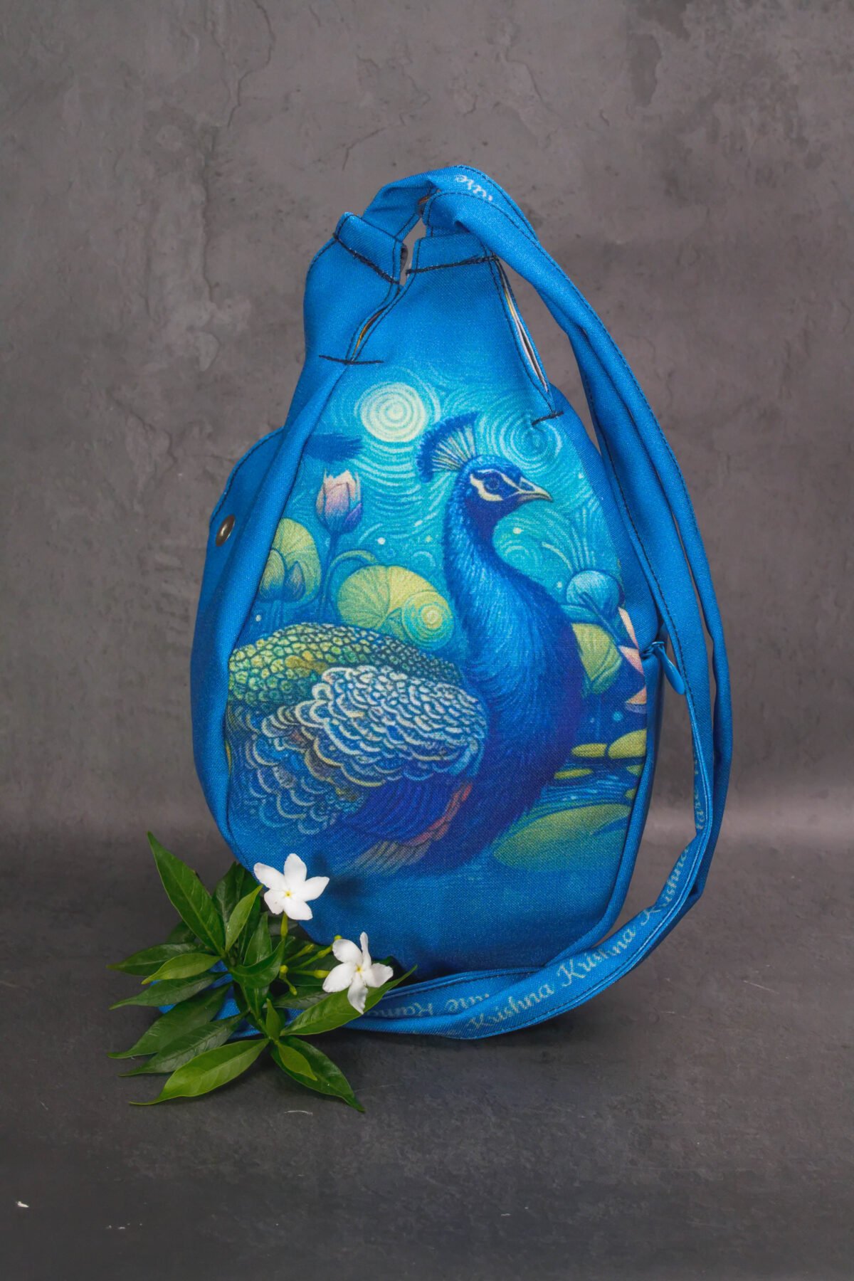 Peacock with Flower  Prayer bag, Japa Mala bag/krishna bag/ beads bag/ meditation bag.