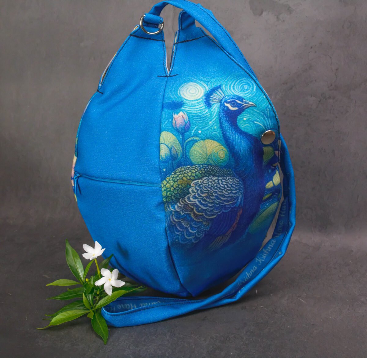 Peacock with Flower  Prayer bag, Japa Mala bag/krishna bag/ beads bag/ meditation bag.