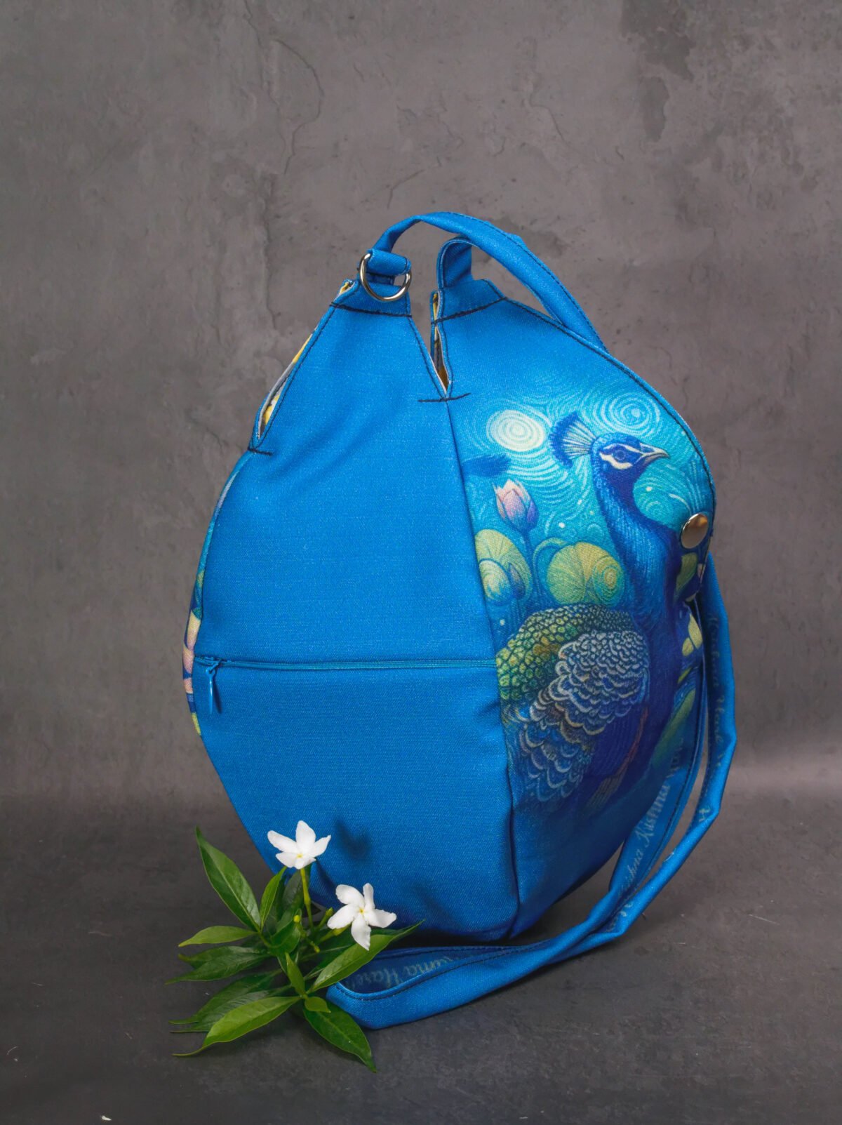 Peacock with Flower  Prayer bag, Japa Mala bag/krishna bag/ beads bag/ meditation bag.