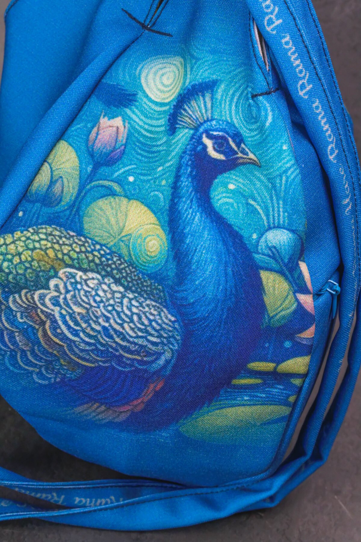 Peacock with Flower  Prayer bag, Japa Mala bag/krishna bag/ beads bag/ meditation bag.