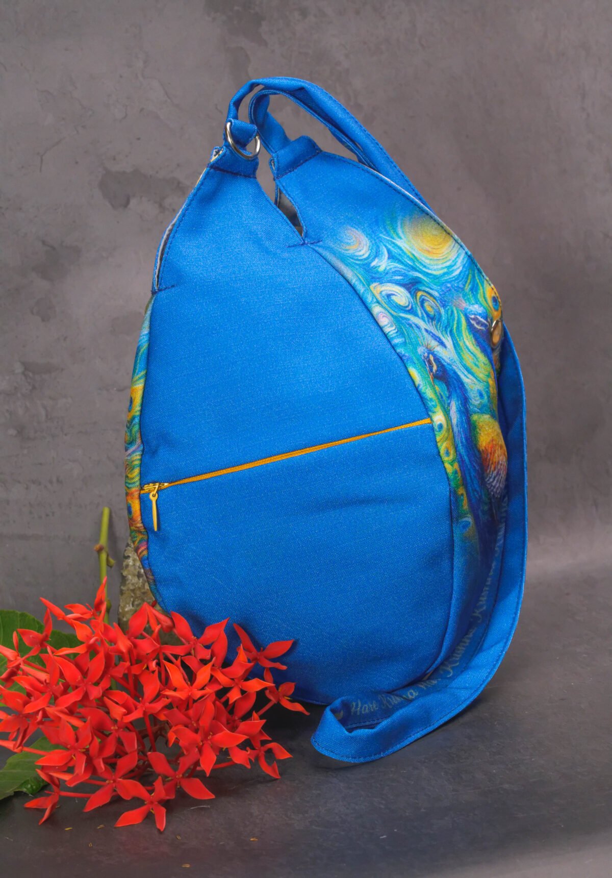 Peacock with Flower  Prayer bag, Japa Mala bag/krishna bag/ beads bag/ meditation bag.