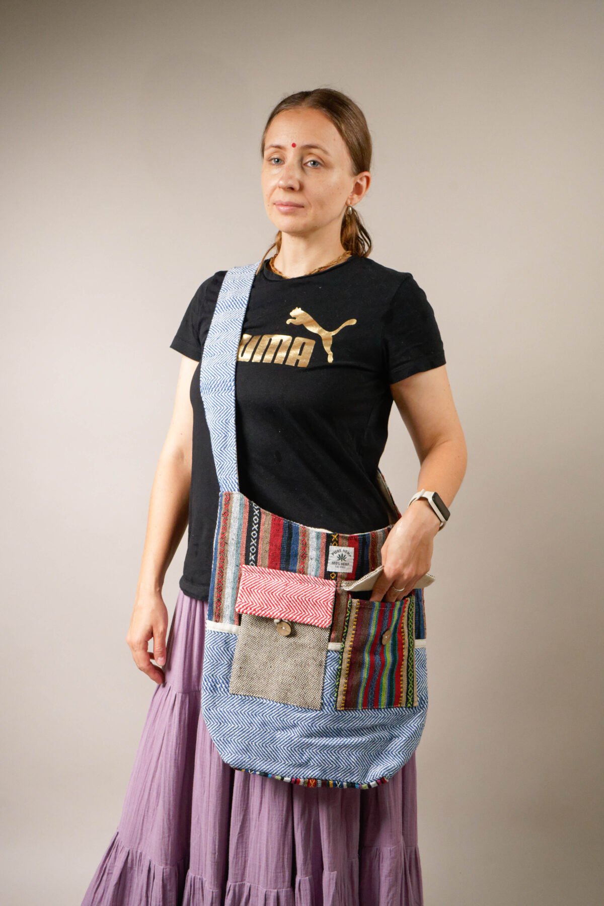 New LONGING to buy hemp Messenger Bag, Hemp Crossbody, HEMP Sling BAG meditation with zip pocket