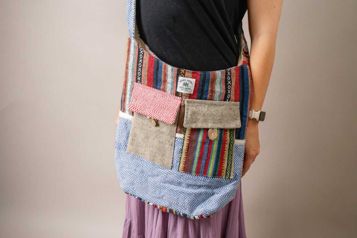 New LONGING to buy hemp Messenger Bag, Hemp Crossbody, HEMP Sling BAG meditation with zip pocket