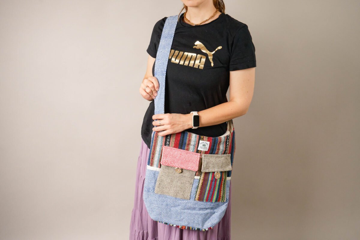 New LONGING to buy hemp Messenger Bag, Hemp Crossbody, HEMP Sling BAG meditation with zip pocket