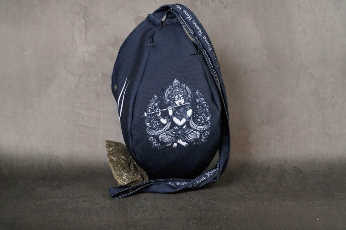 Black  Krishna Japa bag Prayer bag, Japa Mala bag/krishna bag/ beads bag/ meditation bag.