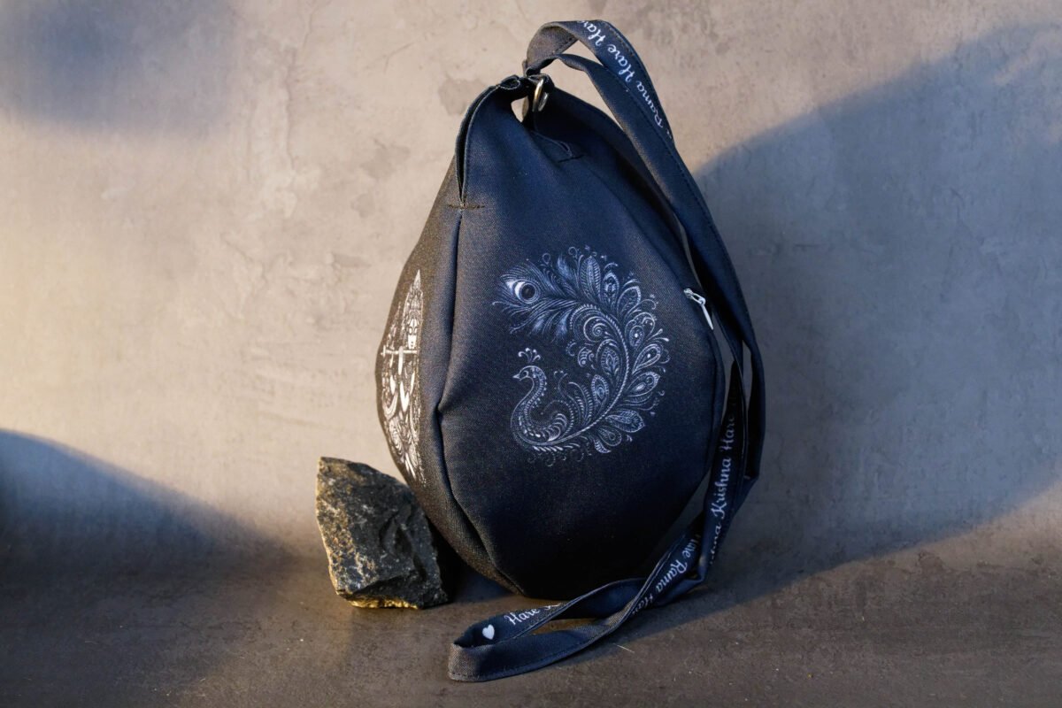 Black  Krishna Japa bag Prayer bag, Japa Mala bag/krishna bag/ beads bag/ meditation bag.