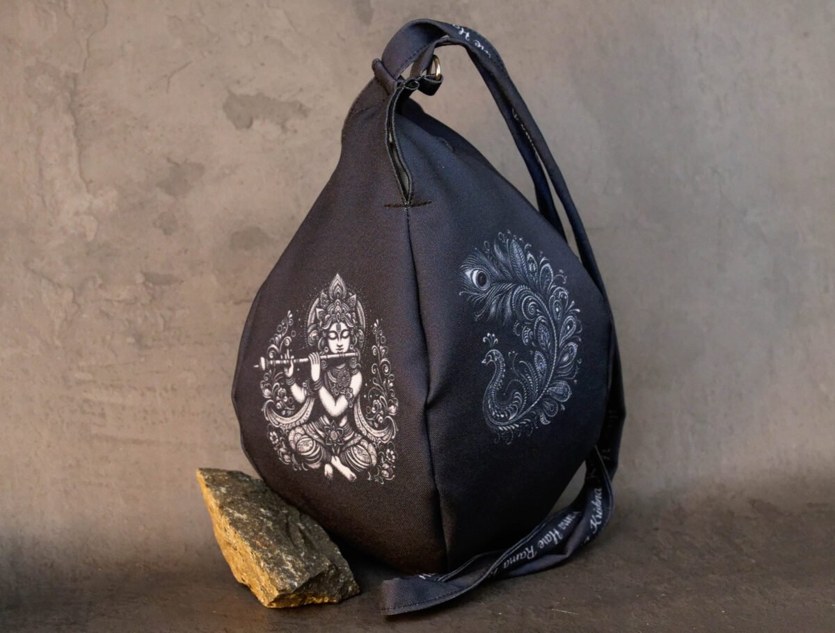 Black  Krishna Japa bag Prayer bag, Japa Mala bag/krishna bag/ beads bag/ meditation bag.