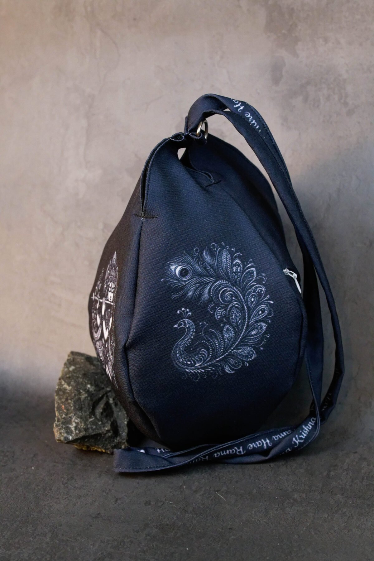 Black  Krishna Japa bag Prayer bag, Japa Mala bag/krishna bag/ beads bag/ meditation bag.