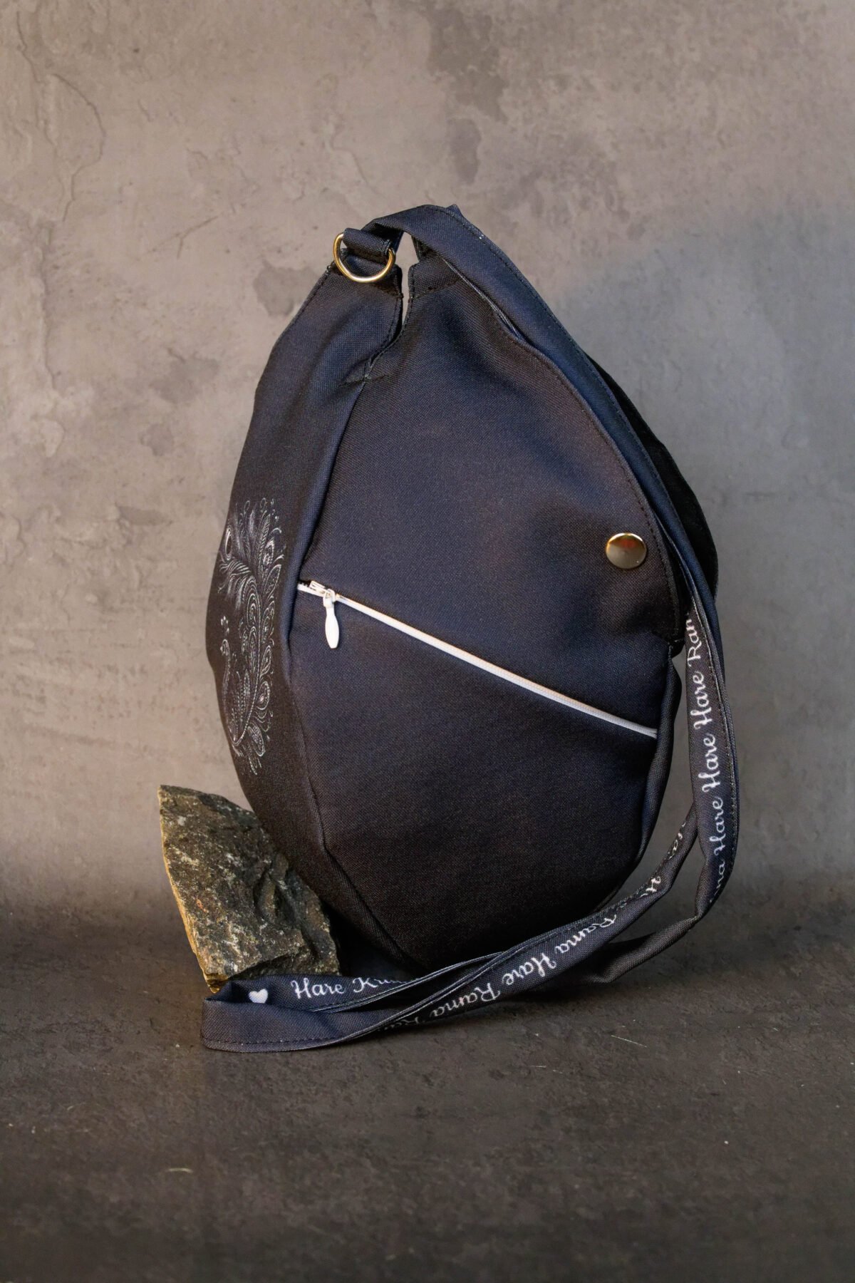 Black  Krishna Japa bag Prayer bag, Japa Mala bag/krishna bag/ beads bag/ meditation bag.