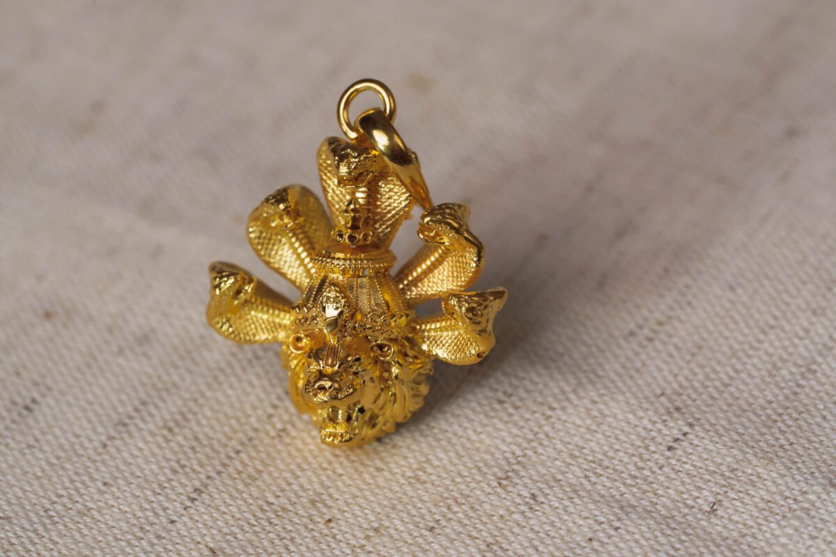 Gold AnantaShes Nrisimhadev pendant from Mayapur Ugra Narasimhadev Pure Gold (Copy)